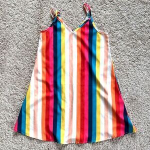 Colorful Striped Dress Kids 5/6 Pink Red Blue Sleeveless Vacation Spring